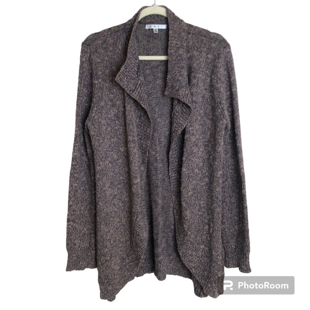 CAbi Cardigan Womens Medium Open Sweater Brown Long Sleeve Casual 100% Cotton
